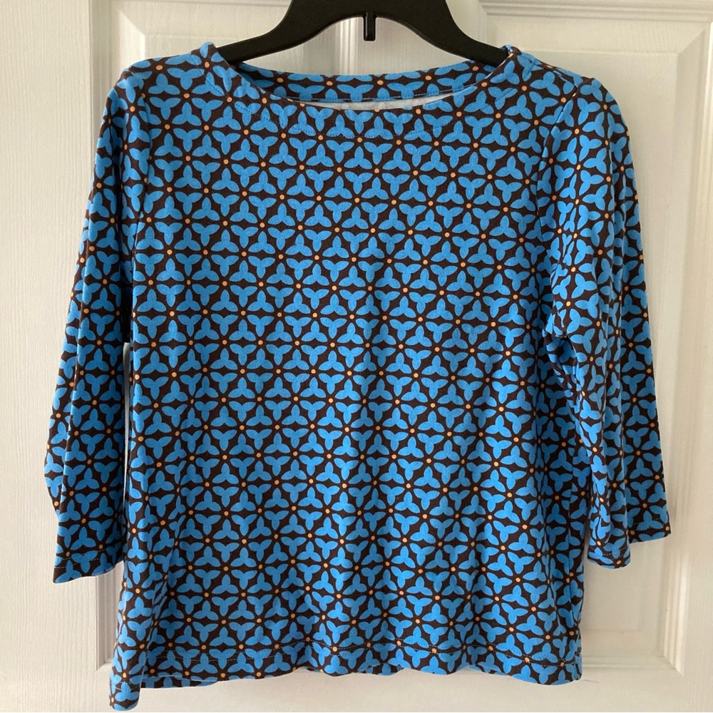 Croft & Barrow Blue Patterned Women's Top